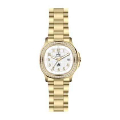 Paris Polo Club PPC-EJ03-GD-WE Crystal-Embellished Bezel Women Watch